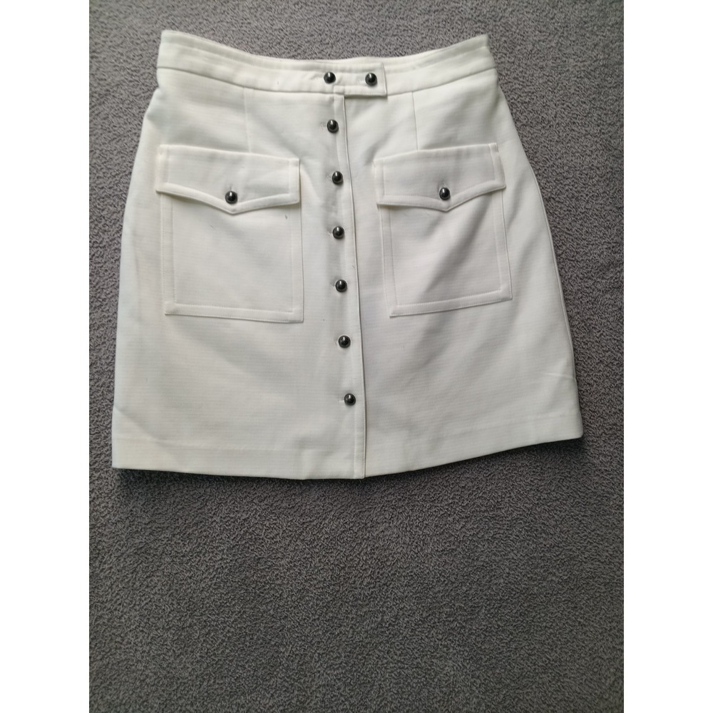Forever 21 Women's White Button Front Utility Mini Skirt Size 31